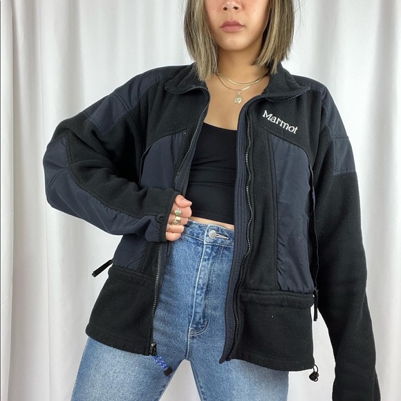 Marmot black fleece jacket sz men’s m - Picture 3 of 9